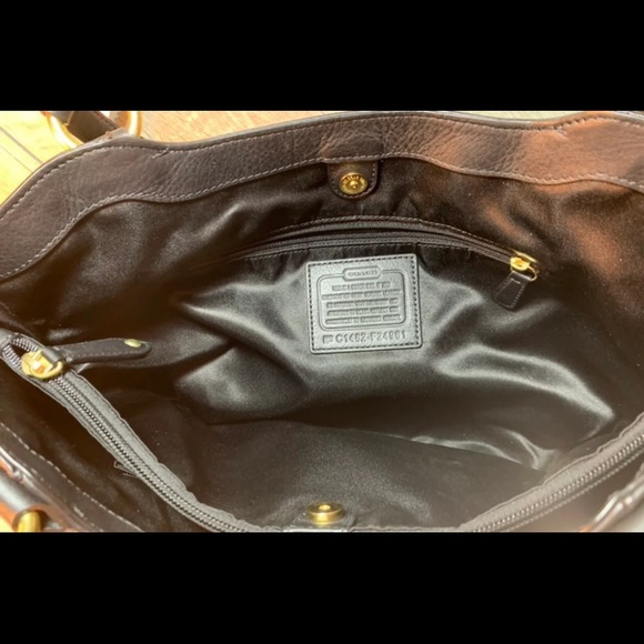 Coach F24961 Campbell Shoulder Carryall Leather Black Hobo Bag Purse Tote - Picture 8 of 9